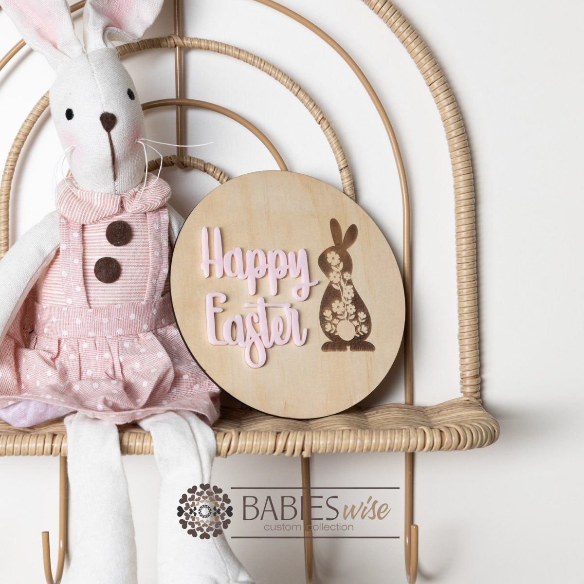 "Happy Easter Plaques"- Timber Bunny Easter with 3D Acrylic