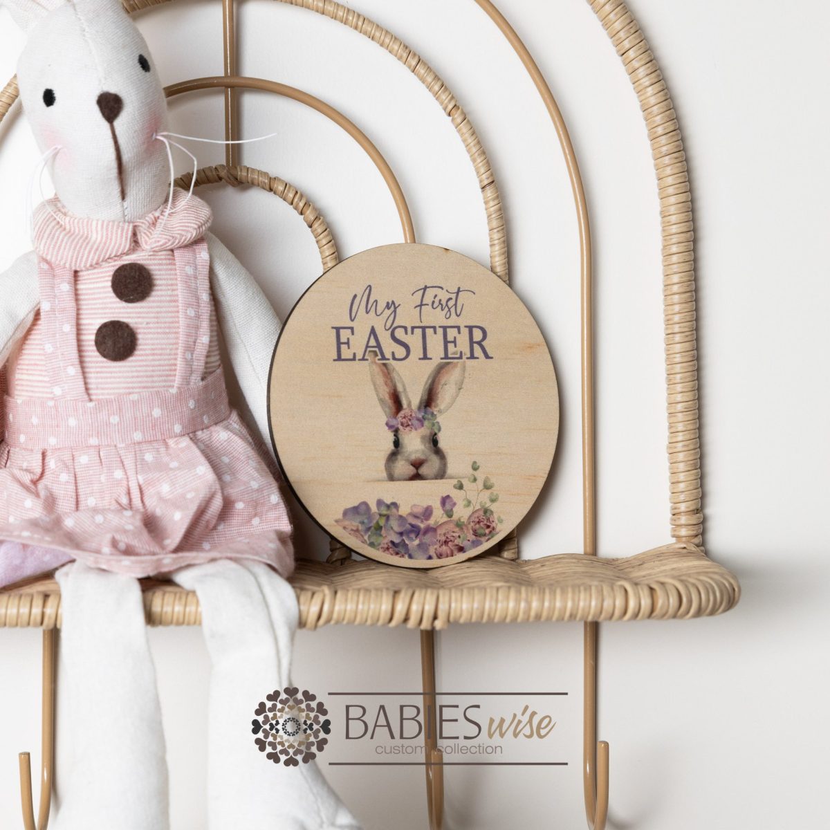 "My First Easter" Timber Plaque- Laser Cut UV Printed Watercolour Design.