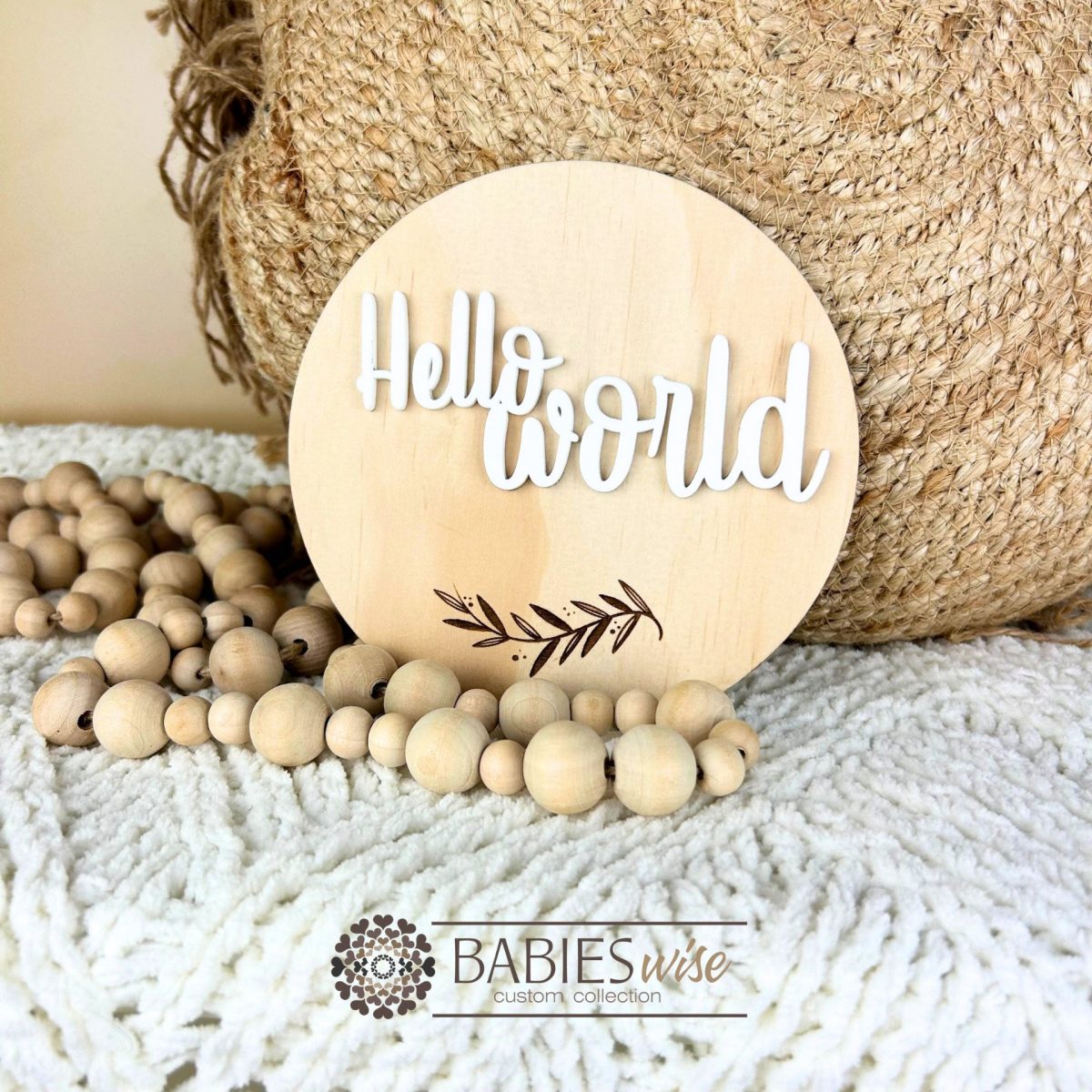 "Hello World"Baby Annoucement Plaque- Timber 3D Acrylic