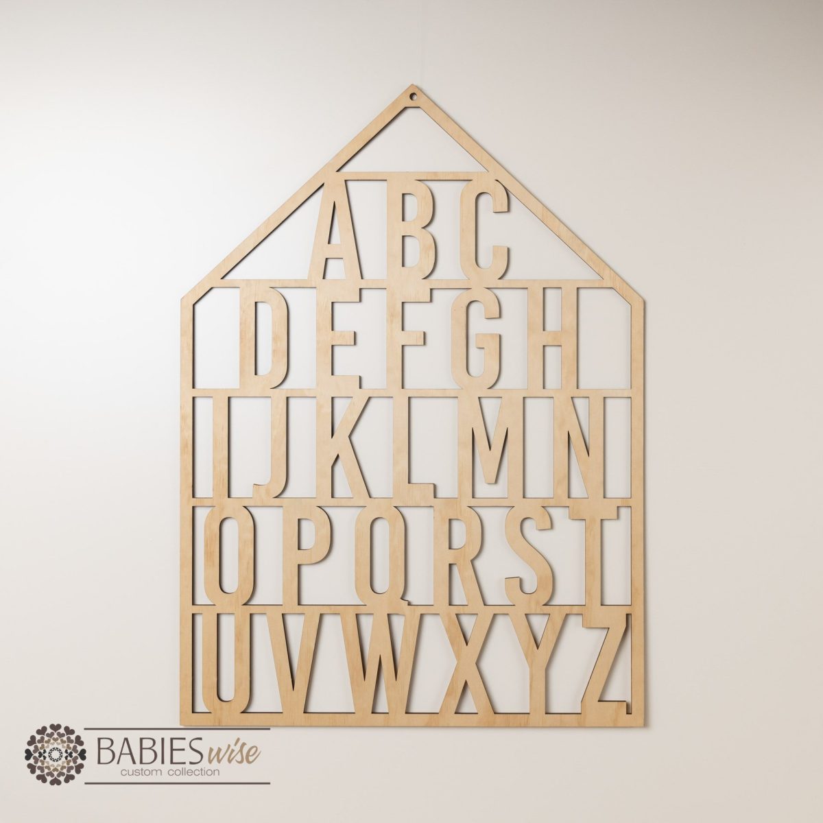 "Timber Alphabet Nursery Decor"- Laser Cut Circle & House Wall Art - Image 2