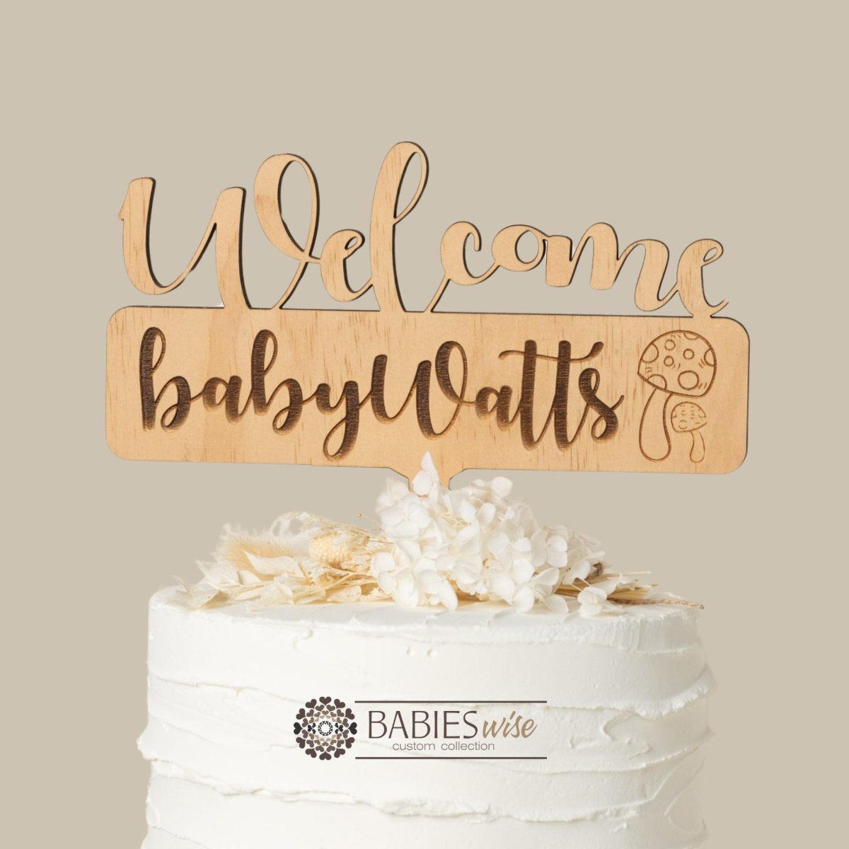 Personlised "Welcome Baby" Timber Cake Topper- Custom Baby Shower Cake Decoration