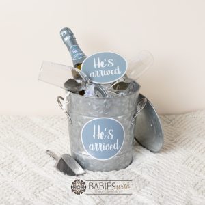 Baby Announcement "Ice Bucket" Gift Pack - Champagne Glass Set with Decals - Image 2