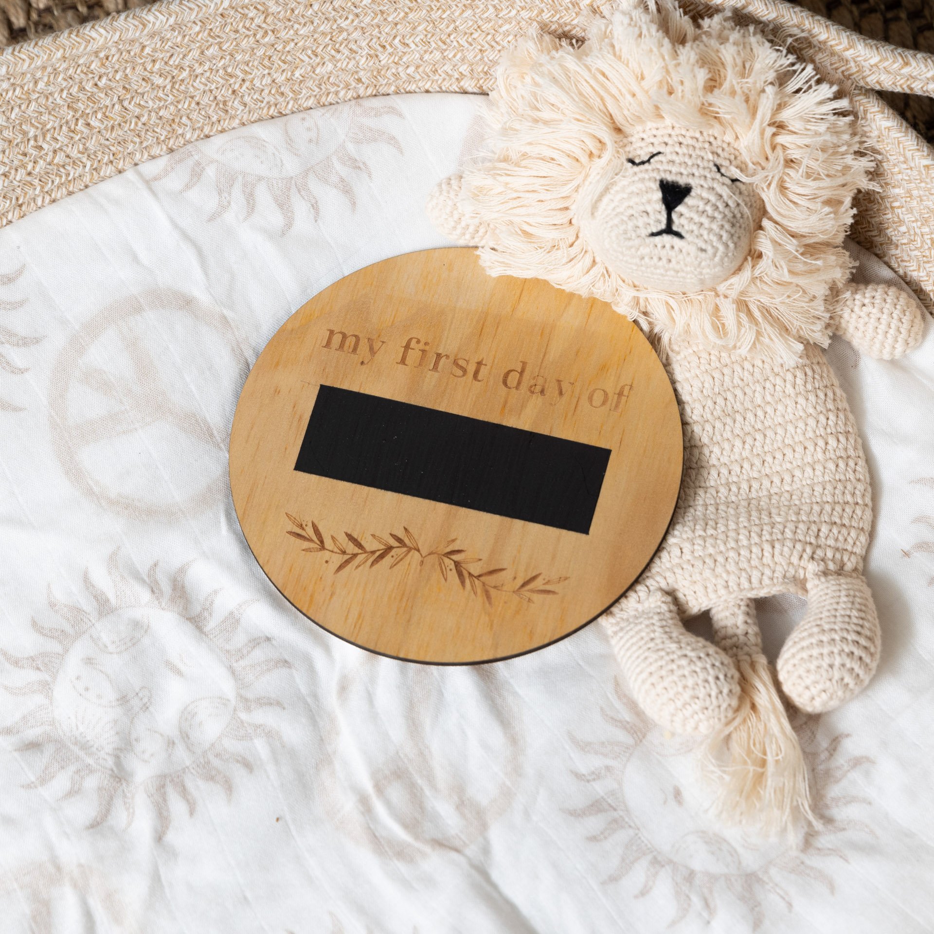 "My First Day Of"- Timber Engraved Blackboard Disc