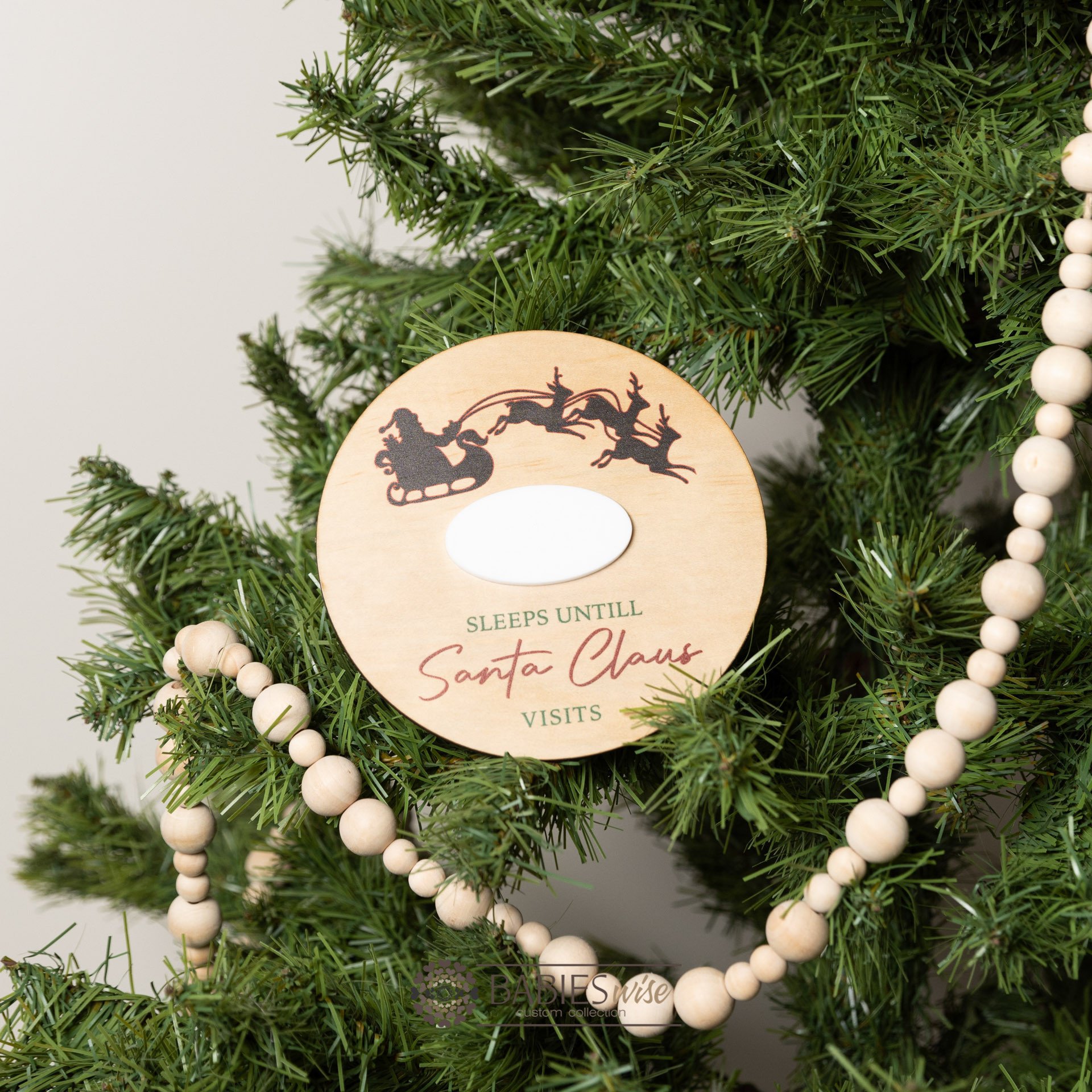 "Sleeps Until Santa Claus Visits"-Reusable Christmas Countdown Disc