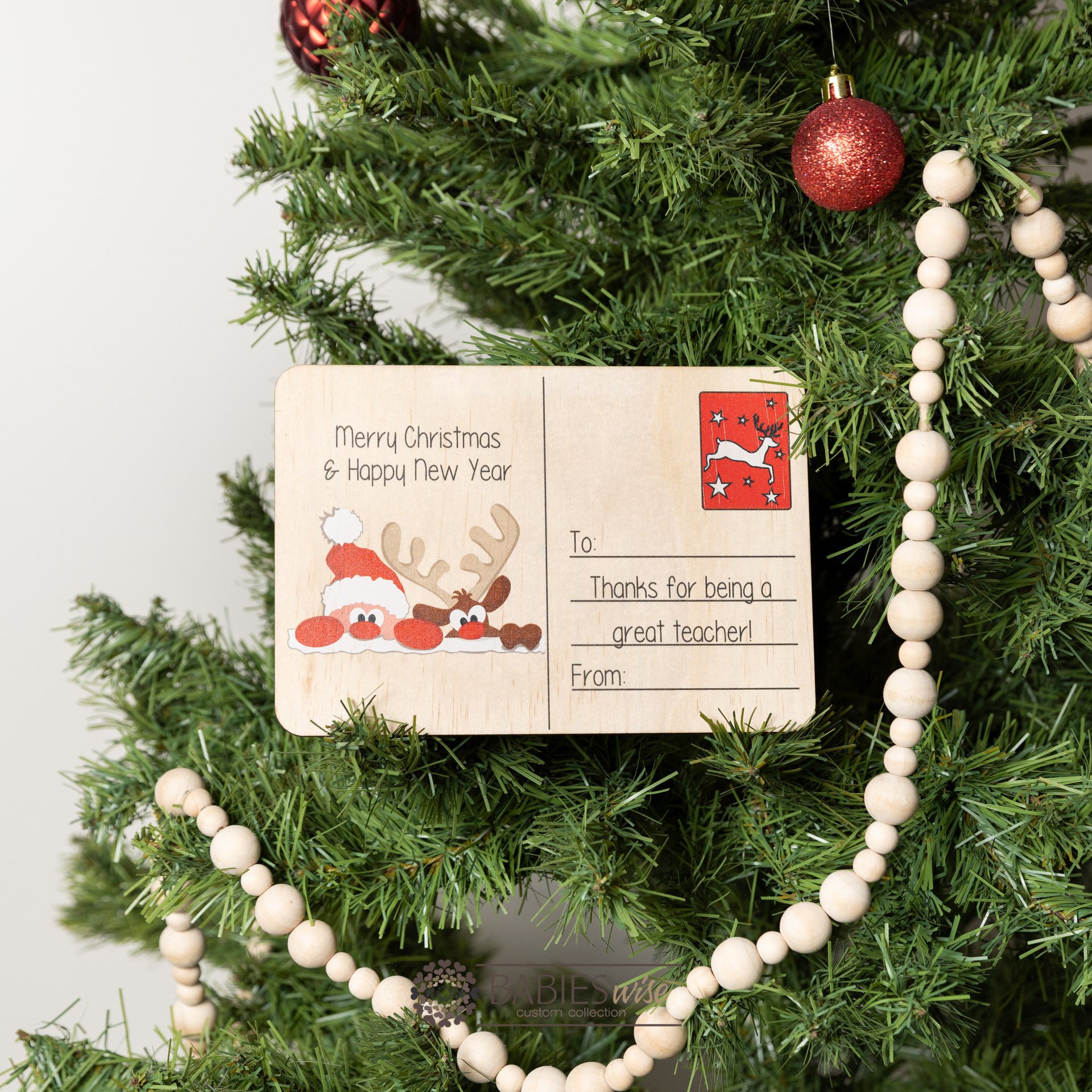 Timber Christmas-"Teacher Postcard"-End of Year Teacher Gift - Image 2