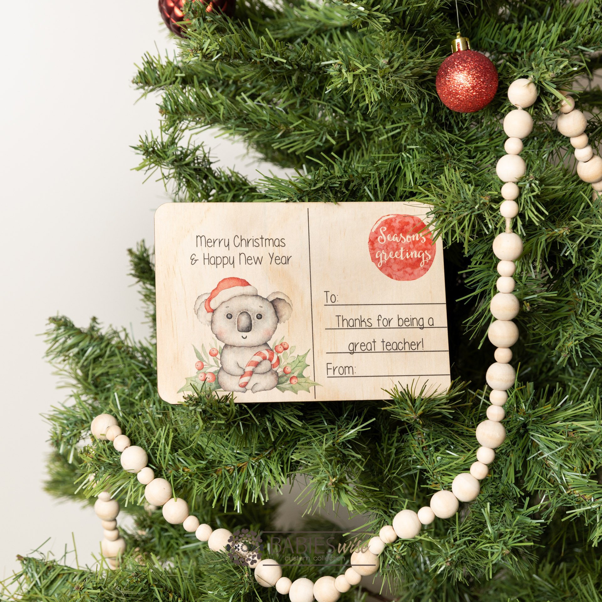 Timber Christmas-"Teacher Postcard"-End of Year Teacher Gift