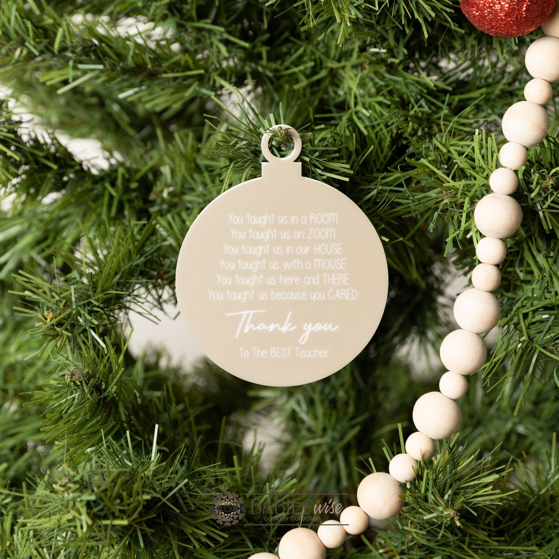 Teacher Christmas Bauble- Thank You Teacher Acrylic Ornament - Image 3