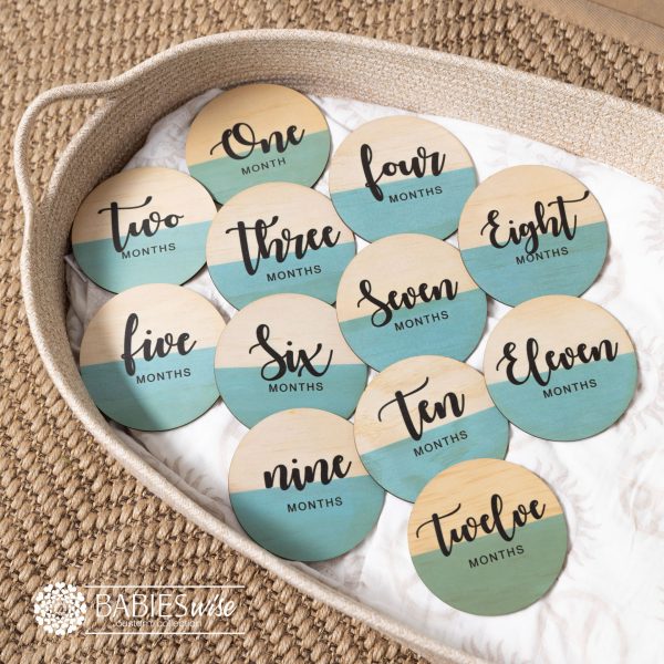 Baby Monthly Milestone UV Printed Half Blue Set