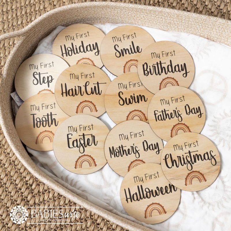 My First MIlestone Plaques UV Printed Rainbow Baby Milestone Photo Props