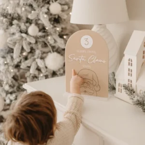 Sleeps Until Santa Visits <br> Christmas Countdown <br> Reusable Acrylic Arch Sign - Image 3