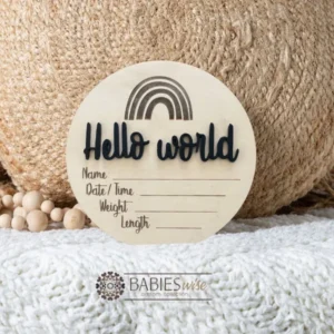 Hello World Timber <br> Rainbow 3D Acrylic <br>Birth Announcement Plaque - Image 6