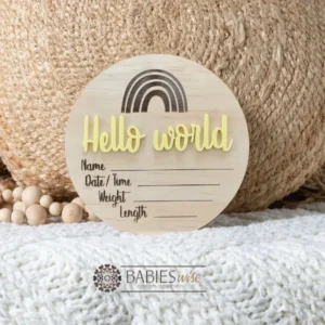 Hello World Timber <br> Rainbow 3D Acrylic <br>Birth Announcement Plaque - Image 4