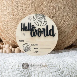 Hello World Birth Announcement Plaque- Coastal Sea Shell Design - Image 6