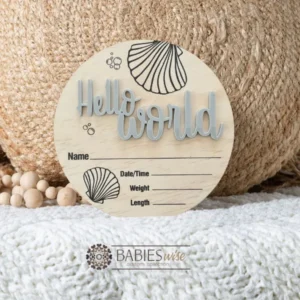 Hello World Birth Announcement Plaque- Coastal Sea Shell Design - Image 4