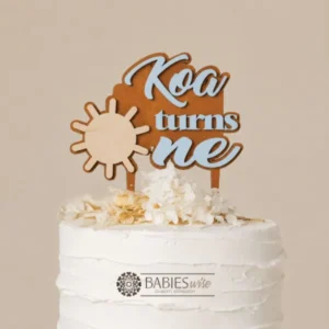 Personlised One Time <br>Around the Sun Timber <br>& 3D Acrylic Cake Topper - Image 2