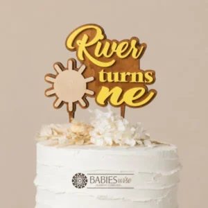 Personlised One Time <br>Around the Sun Timber <br>& 3D Acrylic Cake Topper - Image 3