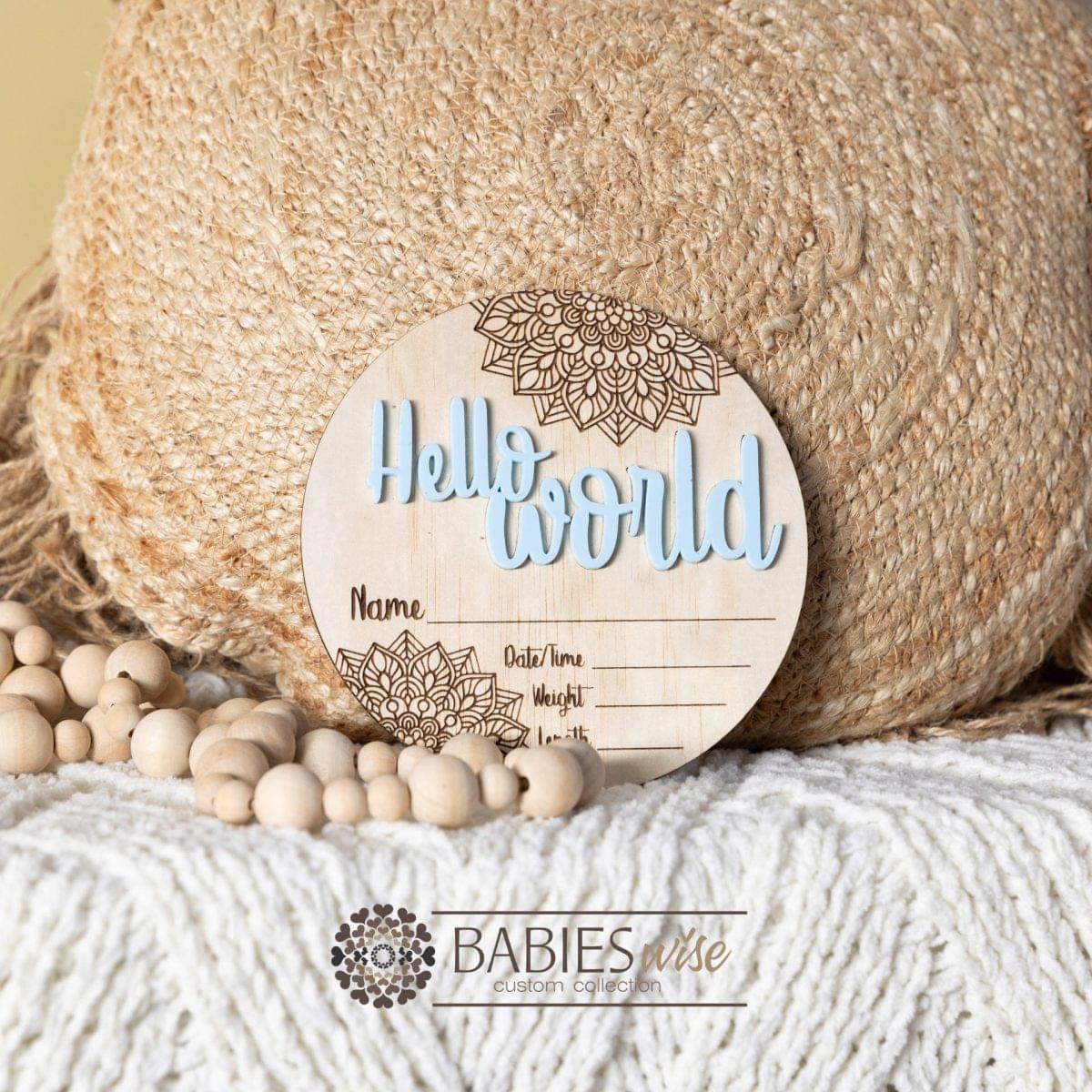 Hello World- Timber Mandala 3D Acrylic Personalised blue