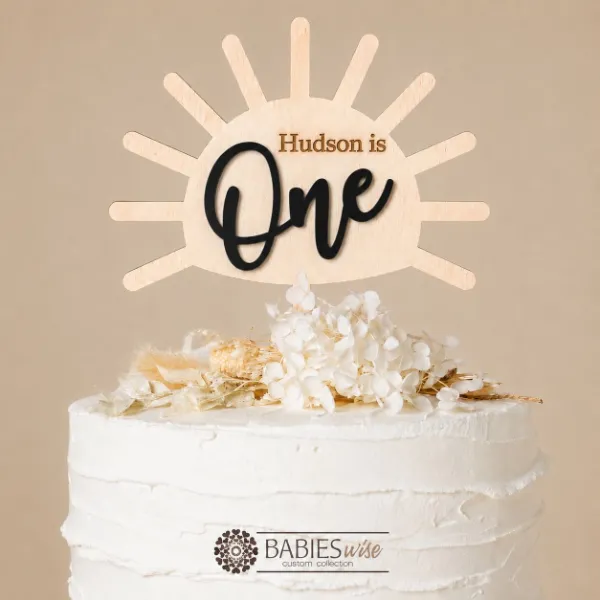 Personlised One Sunshine <br>Timber 3D Acrylic Cake Toppers - Image 6