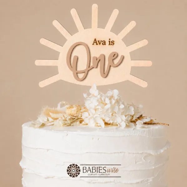 Personlised One Sunshine <br>Timber 3D Acrylic Cake Toppers - Image 5