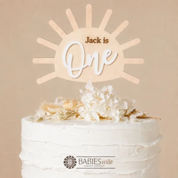 Personlised One Sunshine <br>Timber 3D Acrylic Cake Toppers - Image 3