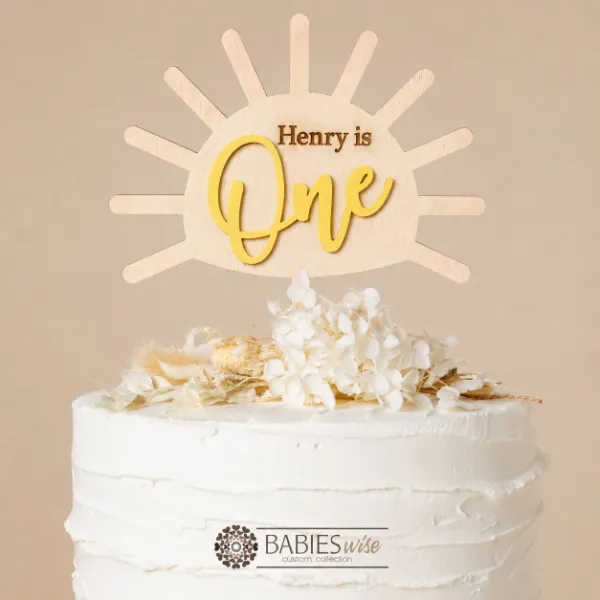 Personlised One Sunshine <br>Timber 3D Acrylic Cake Toppers - Image 4